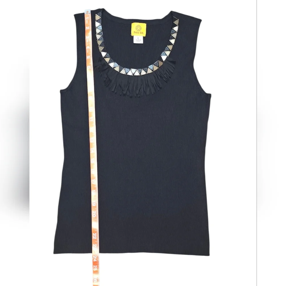 Ruby Rd Beaded & Fringe Neckline Tanktop - Picture 5 of 10